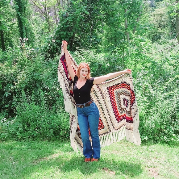 70's fringed shawls handmade by me. - Picture 3 of 3